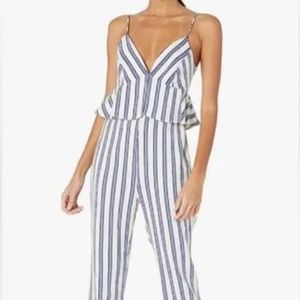 BCBGeneration Blue and White Striped romper/ pantsuit